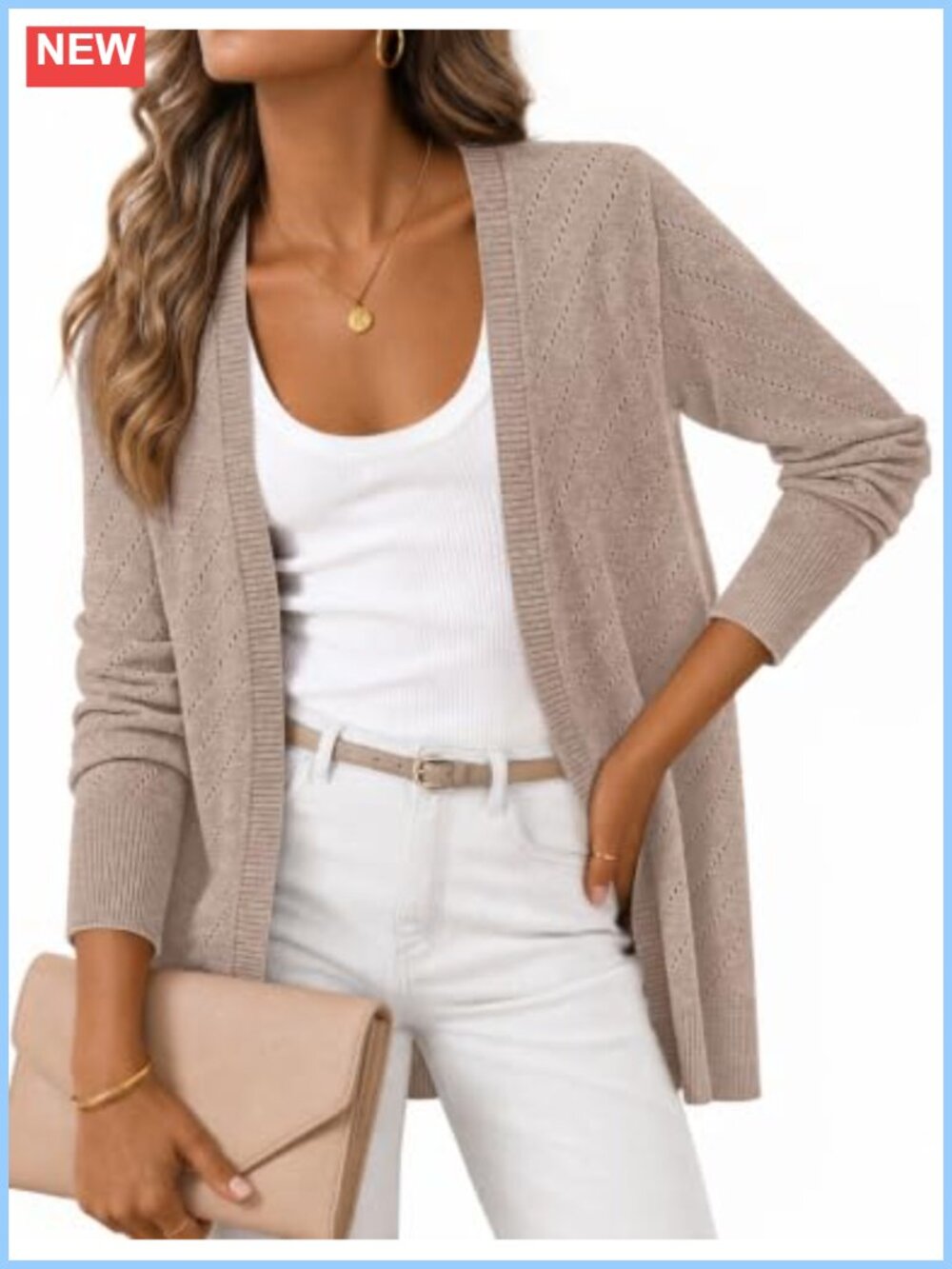 Women's Lightweight Crochet Knit Cardigan Sweater Open Front Boho